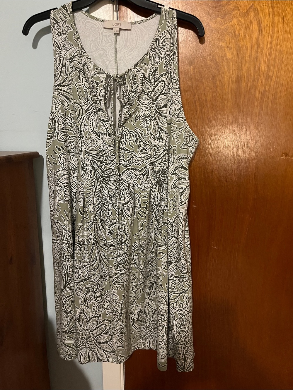LOFT green and white sundress